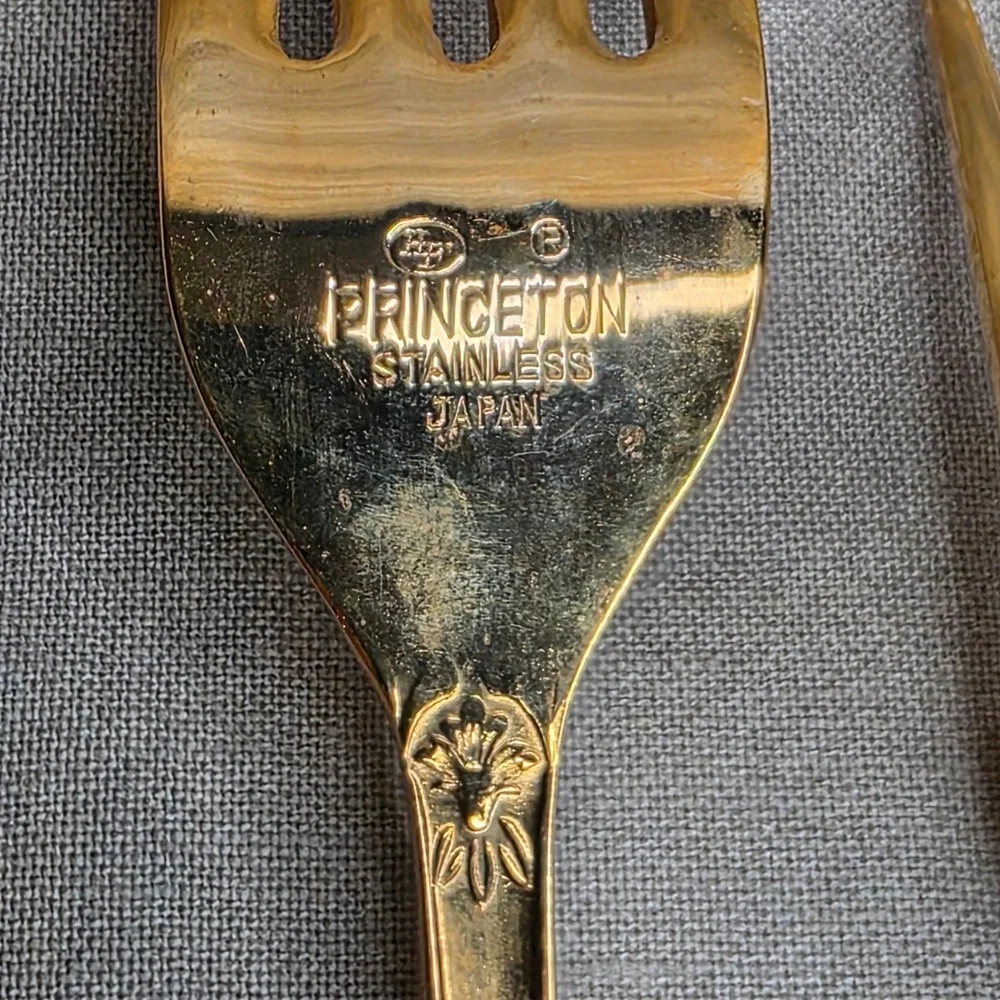 (X8) Hanford Forge Princeton Gold Electroplate Dinner Forks 7.5